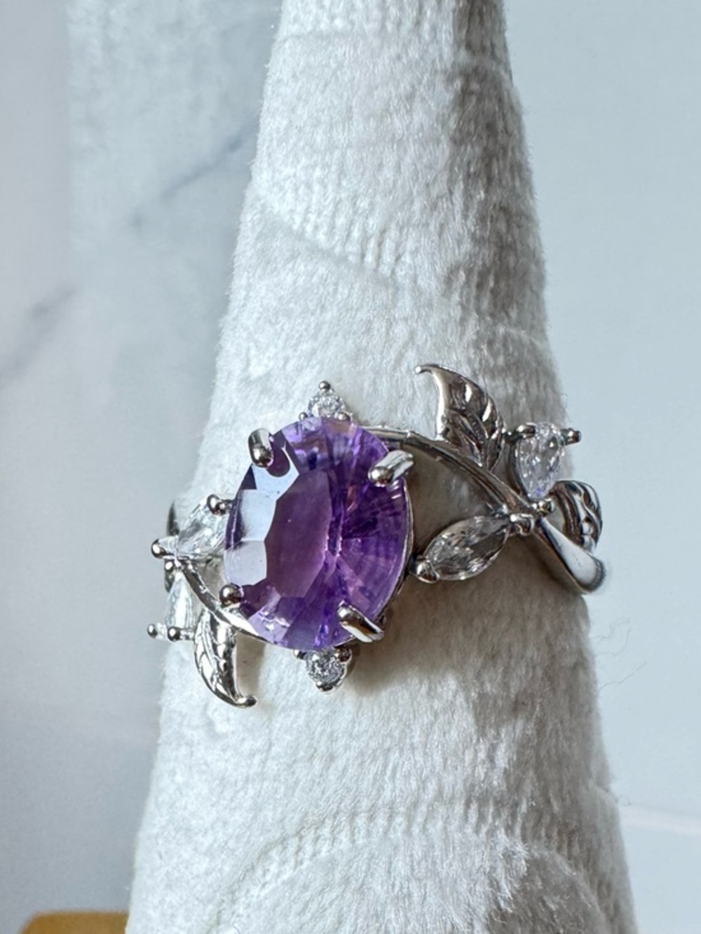 925 amethyst ring adjustable size lavender purple oval 2ct 6 7 8